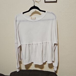 Altar'd State White Peplum Long Sleeve Top
